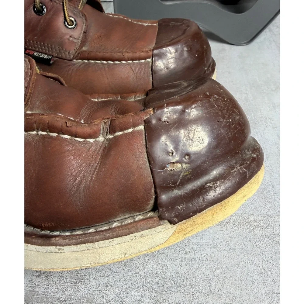 Red Wing ASTM F2892-18 EH 405 10.5 D Brown Leather Tuff Toe Work Boots *READ